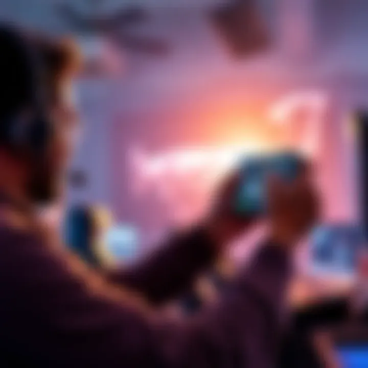 A gamer celebrating their Pro 1 rank in Call of Duty Mobile, with a mobile device in hand and gaming setup visible, showing enthusiasm and excitement.