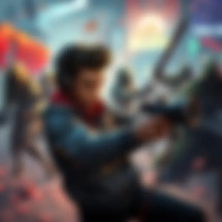 A gamer confidently battling multiple opponents in a PvP setting, showcasing skill and strategy while others label them as a 'rat'.