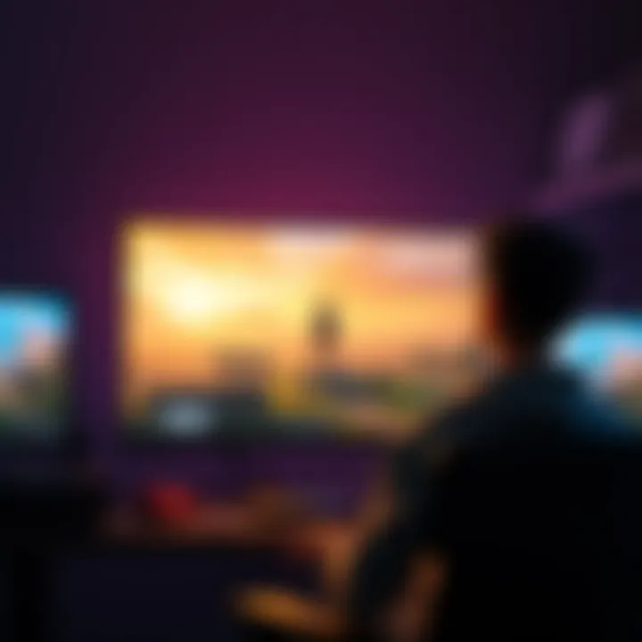 A gamer sits thoughtfully in front of a computer screen displaying a beautiful game scene, showing emotions after completing the DLC.
