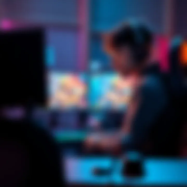 A player sits at their gaming setup, looking thoughtful and analyzing their performance on the screen.