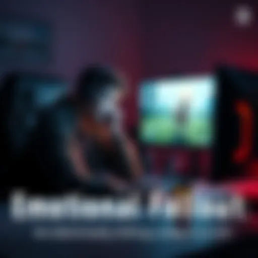 A gamer sitting at a desk, looking distressed while playing a video game with a dog character on screen