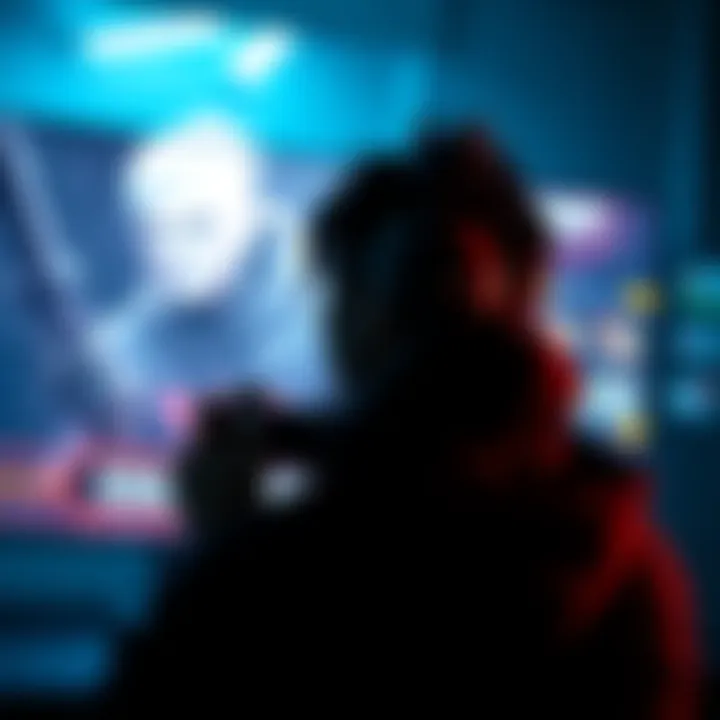 A gamer looks at a screen showing gameplay from Shadows, showing mixed emotions about the game.