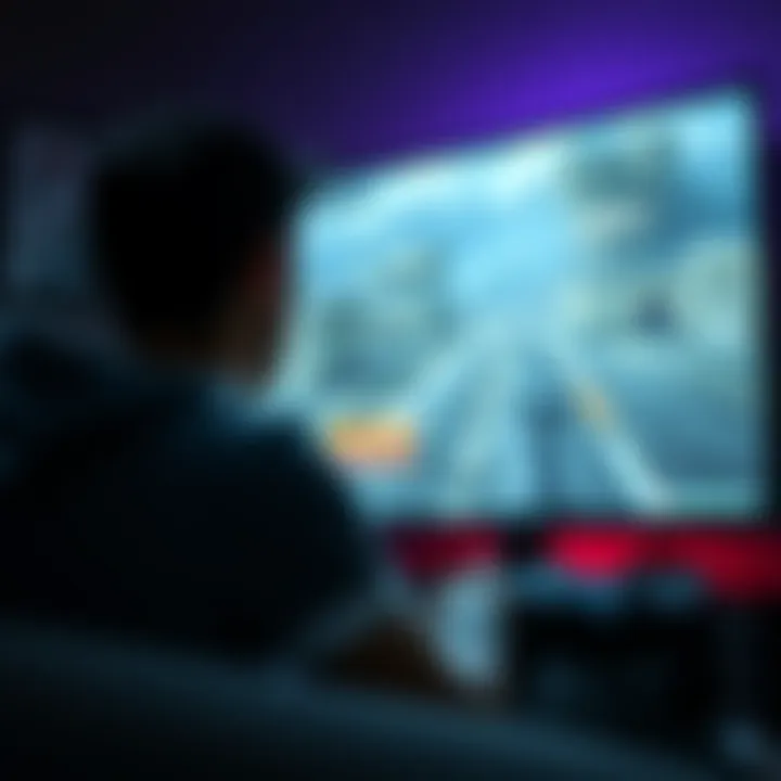 A gamer sits in front of a screen showing Absolution gameplay, looking disappointed with a controller in hand.