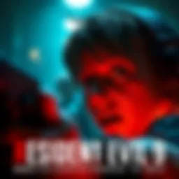 A gamer immersed in Resident Evil 9, eyes wide with emotion as Radiohead's 'Exit Music' plays in the background, creating a powerful connection.