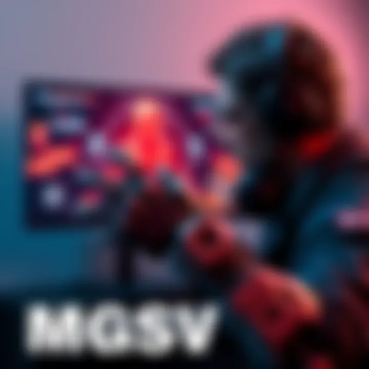 Gamer with robotic hand playing MGSV A gamer with a robotic hand focused on playing Metal Gear Solid V, showing a screen displaying the game interface.