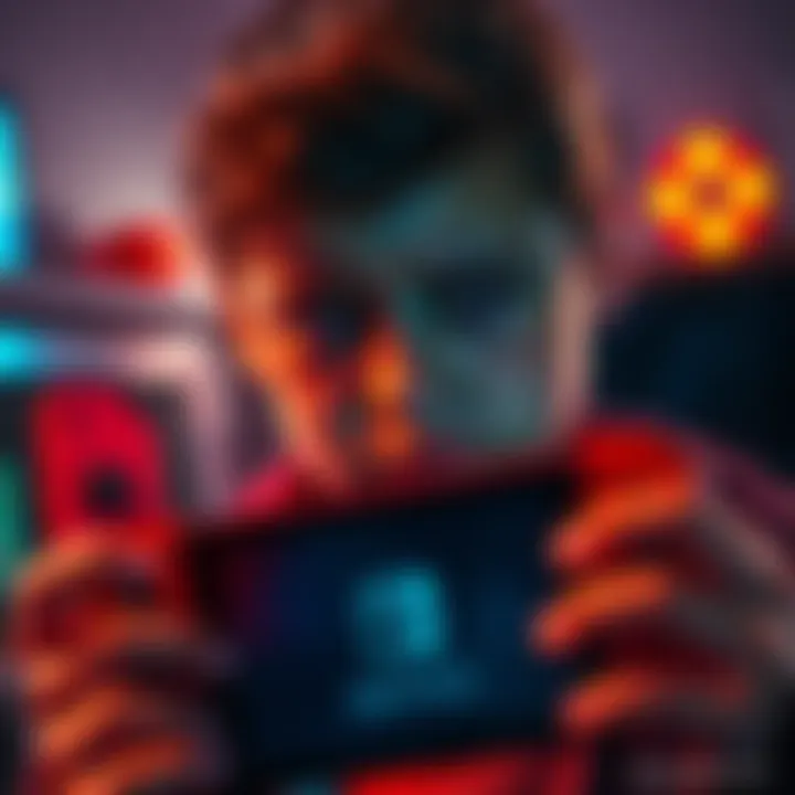 A gamer looking disappointed at their Nintendo Switch after losing game progress due to a sibling's mistake.