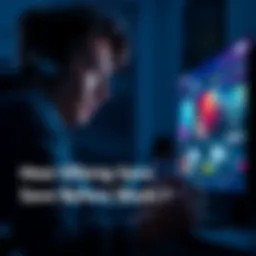 A gamer pauses a video game to save progress before shutting down the console, with a focused expression and a controller in hand.