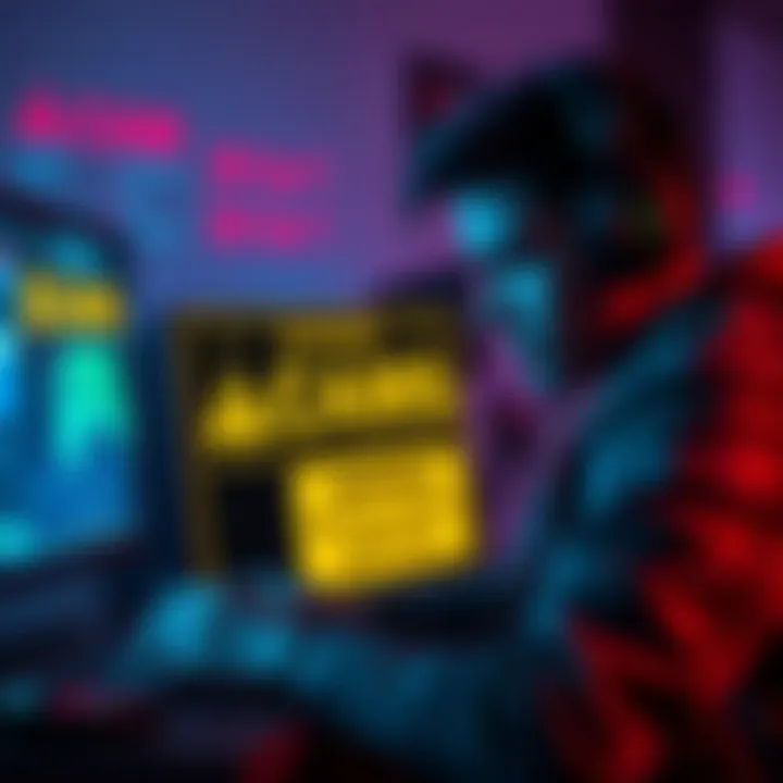 A distressed gamer looking at a computer screen showing disappointing game keys and a warning sign about scams.