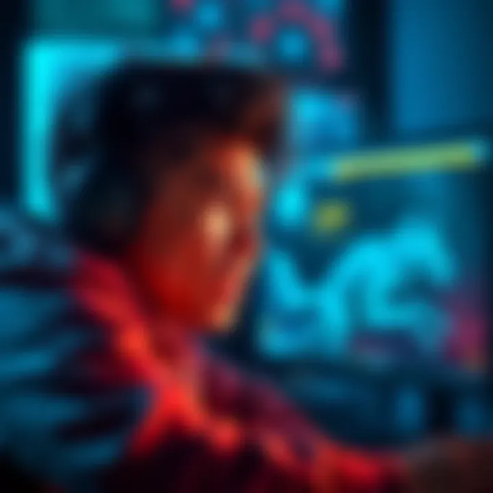 Gamer Seeking Help A frustrated gamer looking at a computer screen showing a challenging creature in a game, asking for assistance from fellow players.