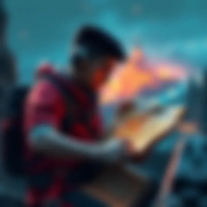 A gamer looking at a map to find the last side quest in a video game