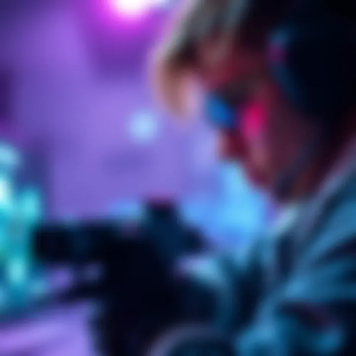 Player showing skill in gaming Close-up of a gamer focused on the screen, showcasing precise crosshair placement and aiming technique during gameplay