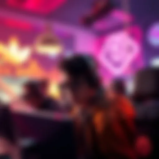 Gamer responding to SOS call in a virtual world A gamer engaged in a cooperative multiplayer game, responding to an SOS call from another player, showcasing teamwork and communication.