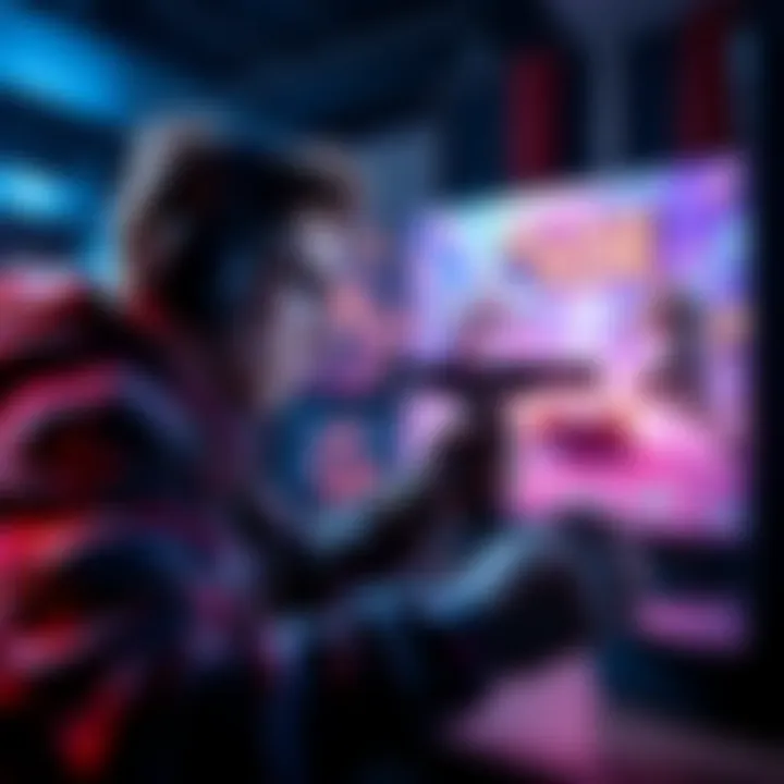 Gamer switching stances in a video game A gamer intensely focused on a screen, showcasing stance switching in gameplay