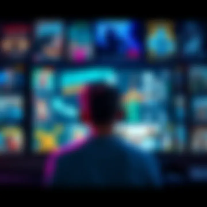 A gamer sitting in front of a screen, surrounded by game posters, thinking about story-driven game recommendations