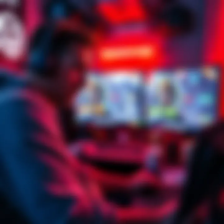 A frustrated gamer focused on a screen showing intense gameplay, surrounded by gaming gear and snacks, reflecting the challenge of high difficulty levels in video games.