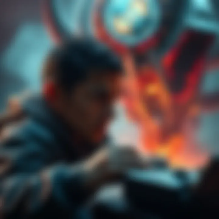 Gamer Struggling with Elden Ring Boss A gamer faces a tough boss battle in Elden Ring, showing a frustrated expression while playing on a console.