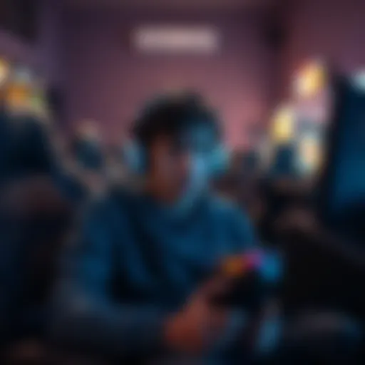 A gamer looks frustrated while playing in Trios mode, highlighting the challenge of solo play without friends, surrounded by empty seats and gaming gear.