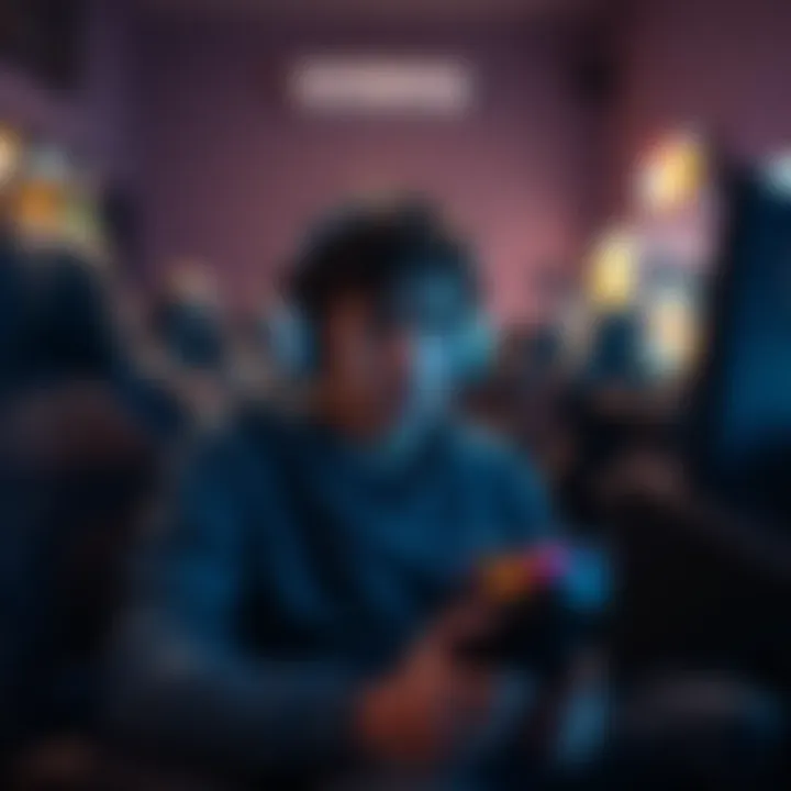 A gamer looks frustrated while playing in Trios mode, highlighting the challenge of solo play without friends, surrounded by empty seats and gaming gear.