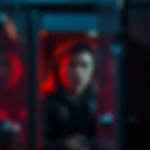 A gamer trapped inside a locker in a video game, looking concerned and unable to escape after an interaction with a character.