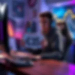 A gamer is sitting at a desk with a gaming setup, looking hopeful while holding a sign asking for €35 support for Valorant.