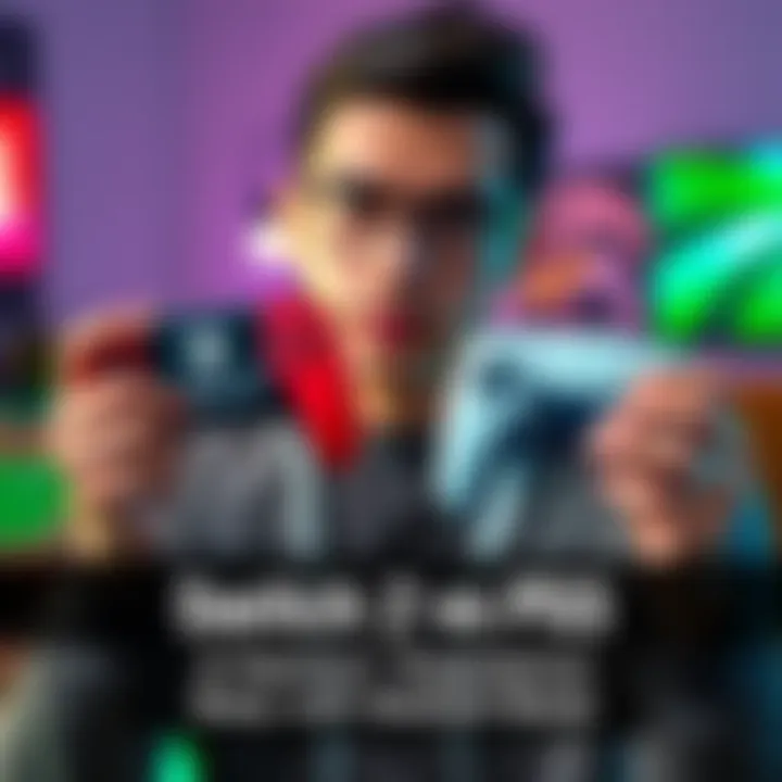 A gamer comparing the Switch 2 and PS5 controllers with a thoughtful expression.
