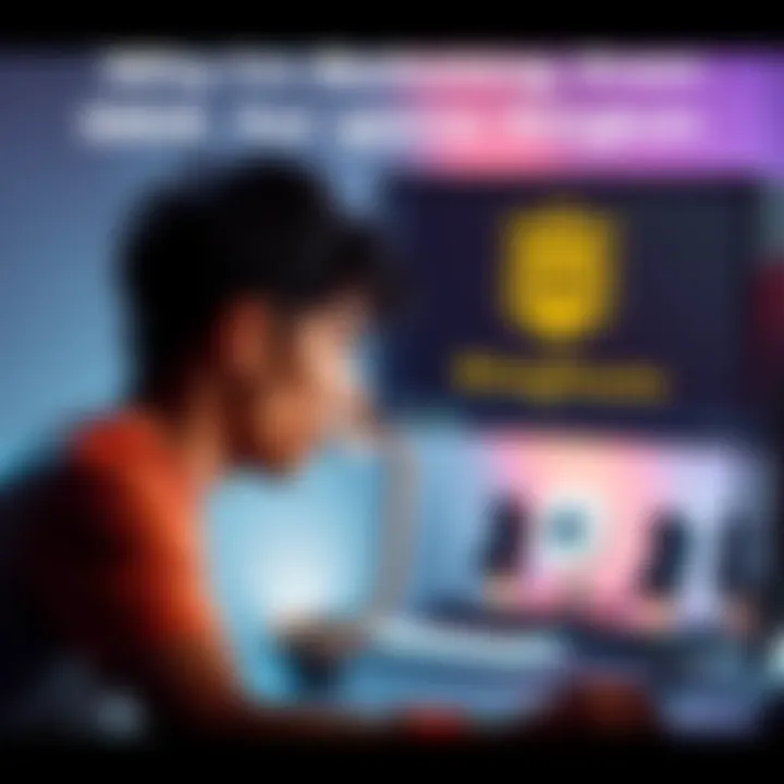 A frustrated gamer looking at a computer screen showing G2A and Kinguin logos, symbolizing the switch for game purchases.