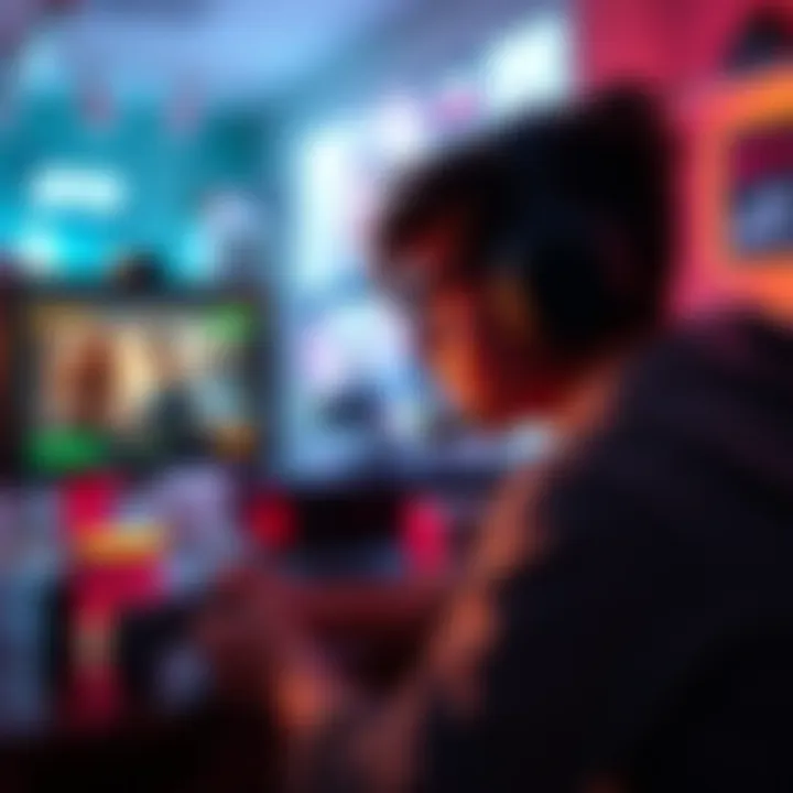 A gamer switching between two video games on a console, focused and enjoying the experience.