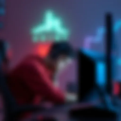 A tired gamer sitting in front of a computer, looking frustrated with gaming fatigue.