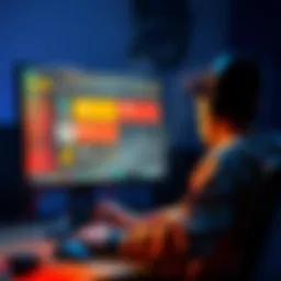 A person sitting in front of a computer, looking conflicted while playing a video game, with various moral choices displayed on the screen.