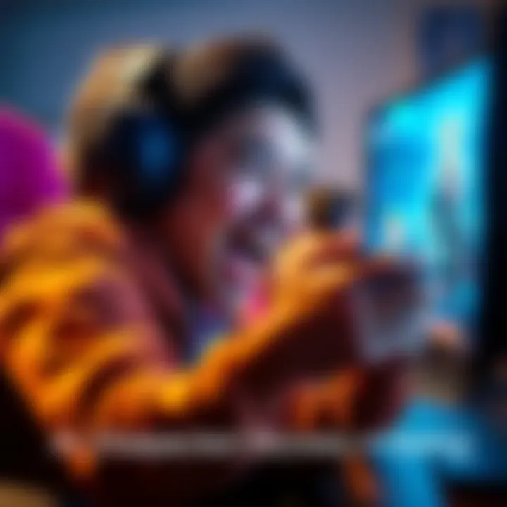 A gamer smiling at their screen, showcasing a special feature in a video game. Their excitement is evident as they experience something new after years of playing.