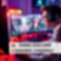 A gamer communicating with friends on Discord during a video game match on their computer, wearing a headset and focused on the screen.