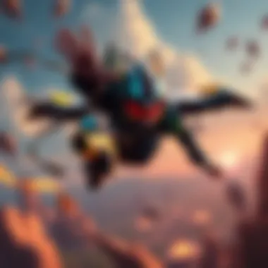 A gamer flying through the air in Warframe, showcasing the game's cooperative play and vibrant graphics.
