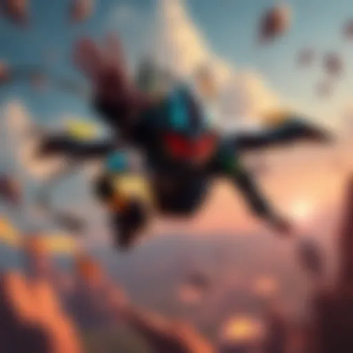 A gamer flying through the air in Warframe, showcasing the game's cooperative play and vibrant graphics.