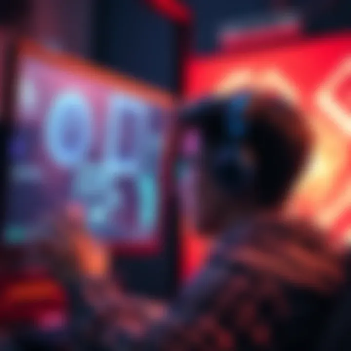 A PC gamer focused on their screen displaying an FPS counter, with a new GPU in the background.