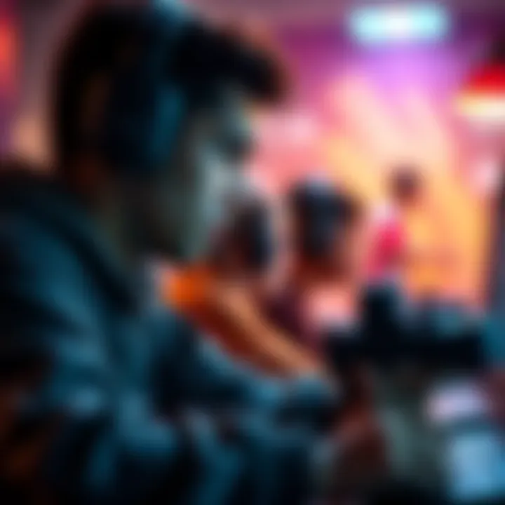 A focused gamer plays a competitive game without aim assist, showing determination and skill as they battle against opponents using assist features.