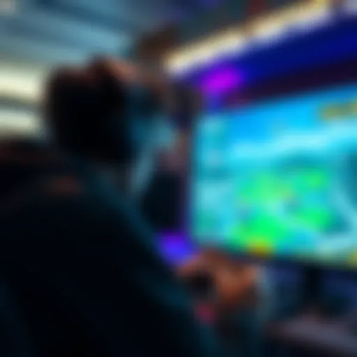 A person playing a video game on a console without a heads-up display, focused on the screen and immersed in the game