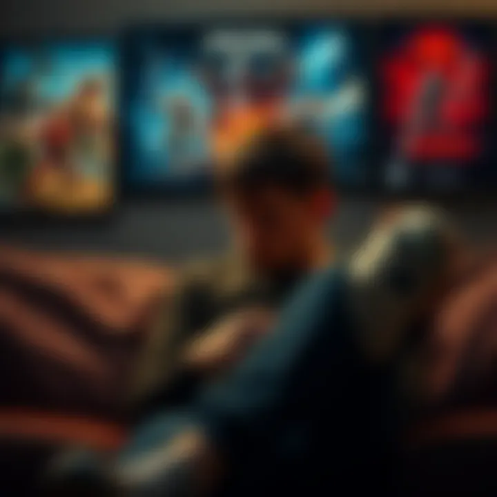 A gamer sits on a couch, holding an Xbox 360 controller, surrounded by iconic game posters, deep in thought about gaming memories.