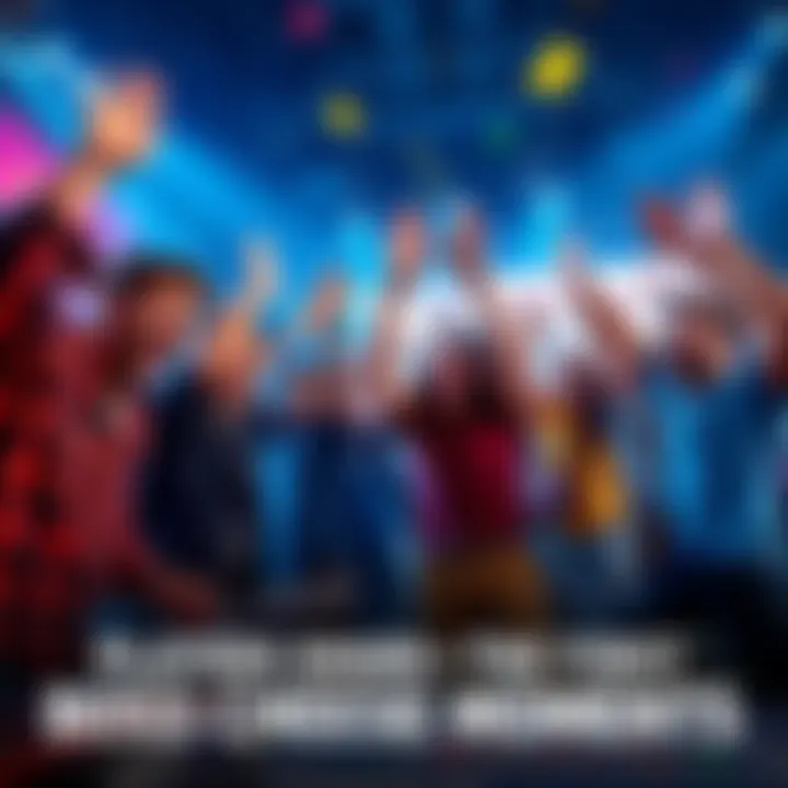 Gamers celebrating after defeating a boss A group of gamers excitedly celebrating their victory after defeating a challenging boss in a video game, showing joy and high-fives.