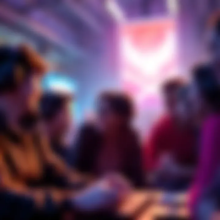 Gamers celebrating game shutdown announcement A group of happy gamers discussing news of a game shutdown in a lively forum