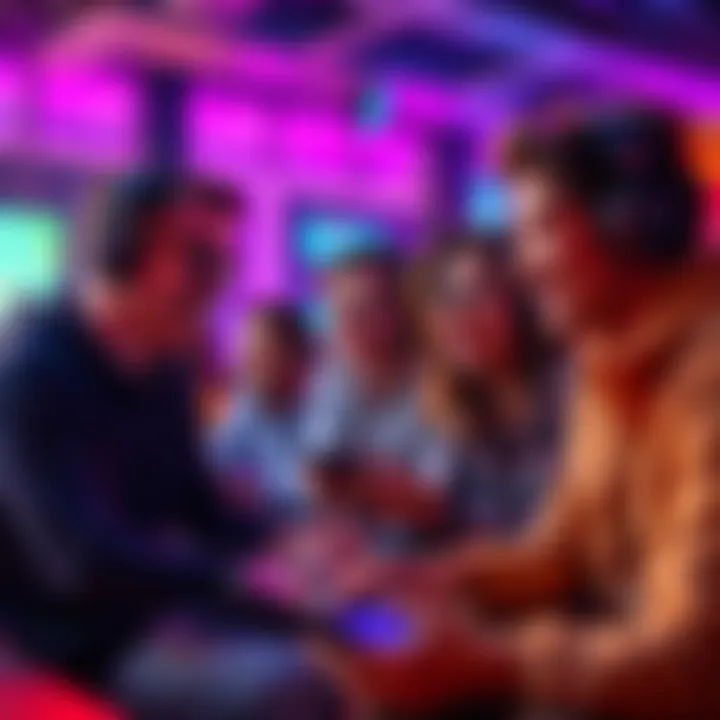 A diverse group of gamers playing together and chatting online, sharing laughter and enjoying a positive gaming experience