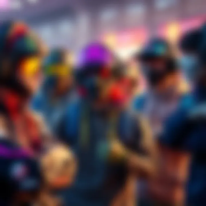 A group of gamers display their characters with vibrant in-game skins, highlighting the trend of cosmetic customization in gaming.