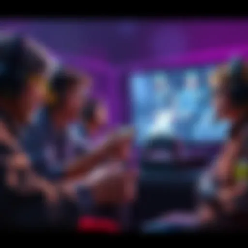 A group of gamers discussing the value of DLC trophies after achieving Platinum trophies, with gaming consoles and controllers in view.