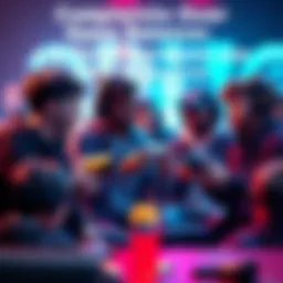 A group of gamers discussing issues with game balance, focusing on shotguns and progression, in a lively setting.