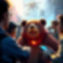 A group of gamers expressing opinions about a bear character's overpowering abilities in a game