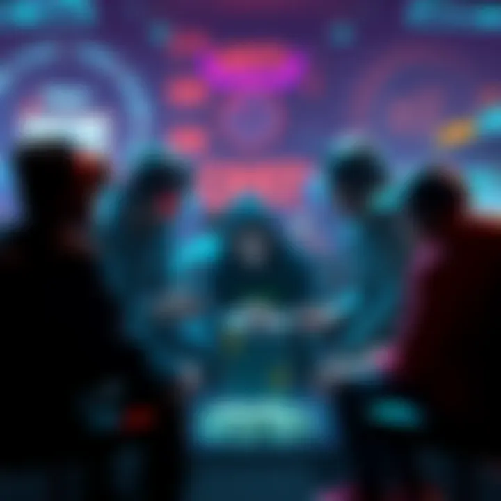 Gamers discussing cash out boxes A group of gamers talking about the negative impact of holding cash out boxes in a gaming environment