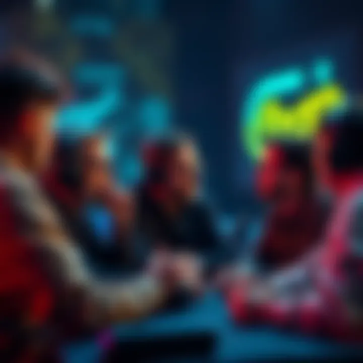 A group of gamers expressing their opinions about the word 'choom' during a gaming session