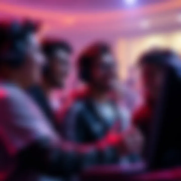 Group of gamers discussing new clone technique for a game update with excitement on their faces