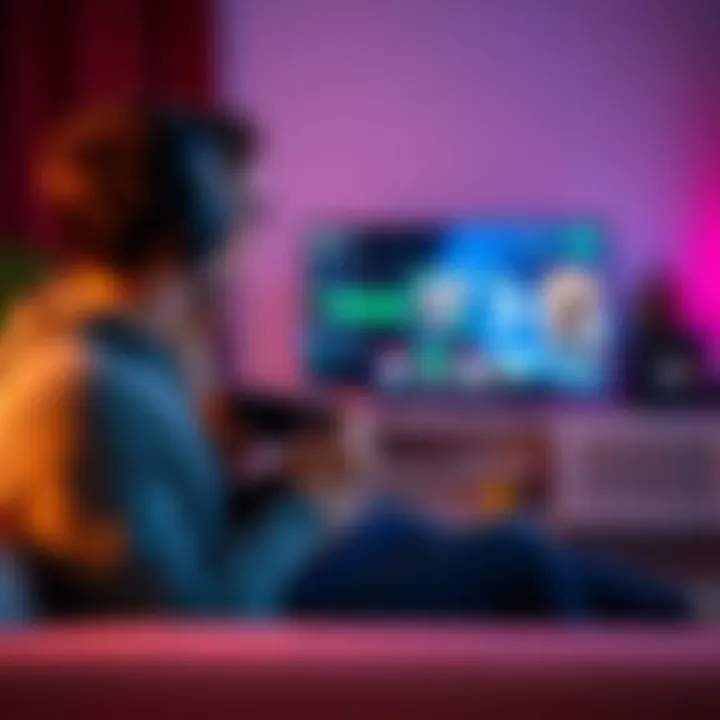 A man and a woman look at a video game screen, evaluating different difficulty options while sitting on a couch with game controllers in hand.