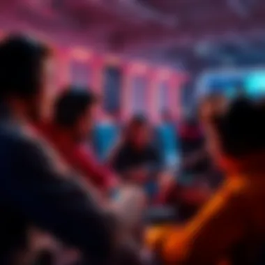 A group of gamers talking about downloadable content in a lively discussion