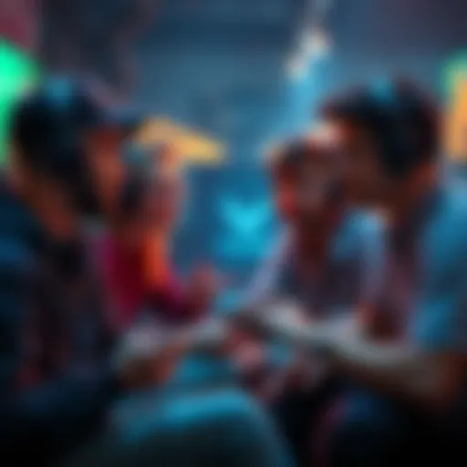 A group of gamers sharing ideas about which game feature to remove in a casual setting